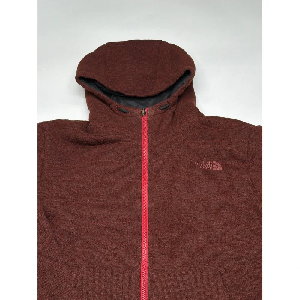 The North Face Mens‎ Reversible Quilted Full Zip Hoodie Burgundy Black Large